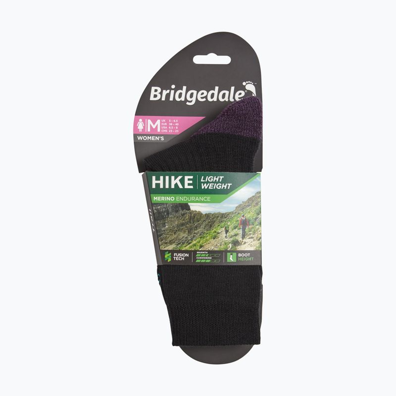 Női zokni Bridgedale Lightweight Merino Performance Boot Original black/purple 4