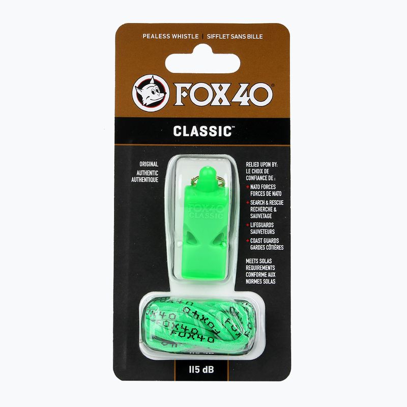Fox 40 Classic Safety neon green síp zsinórral 2