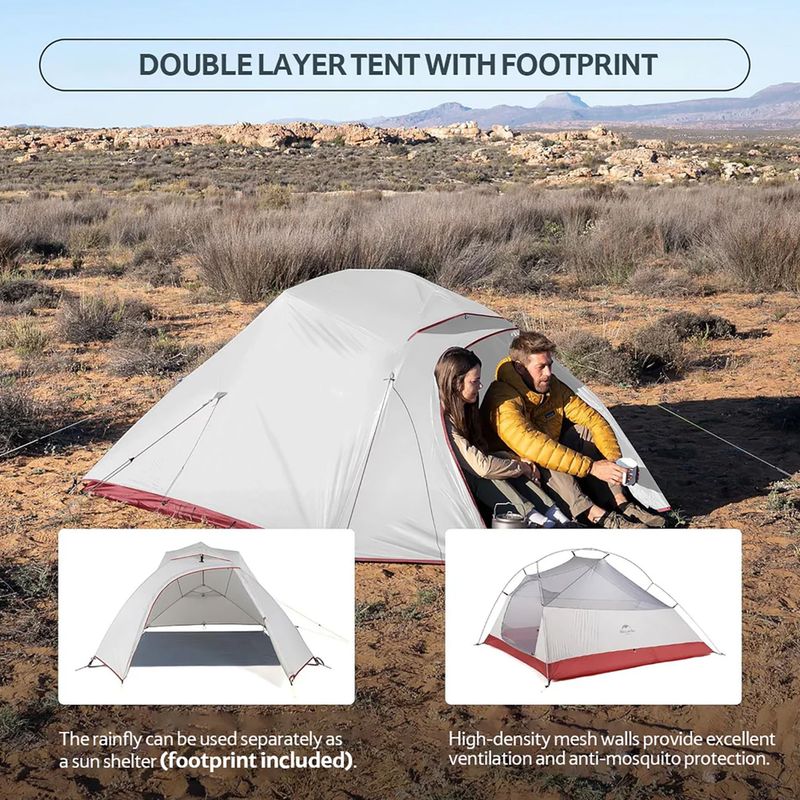 3 személyes trekking sátor Naturehike Updated Cloud Up 3 light grey/red 10