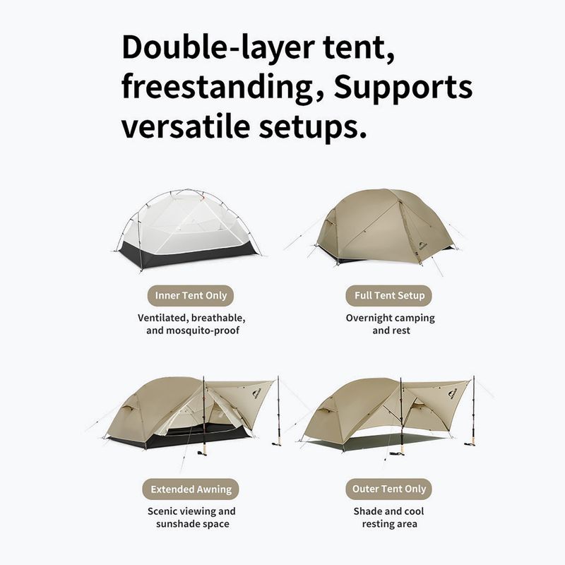 Túrasátor 2-osobowy Naturehike Mongar UL 2 15D moon rock sand 2