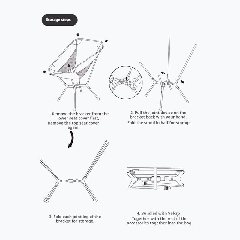 Kempingszék Naturehike Yamami L01 M meteorite black 2