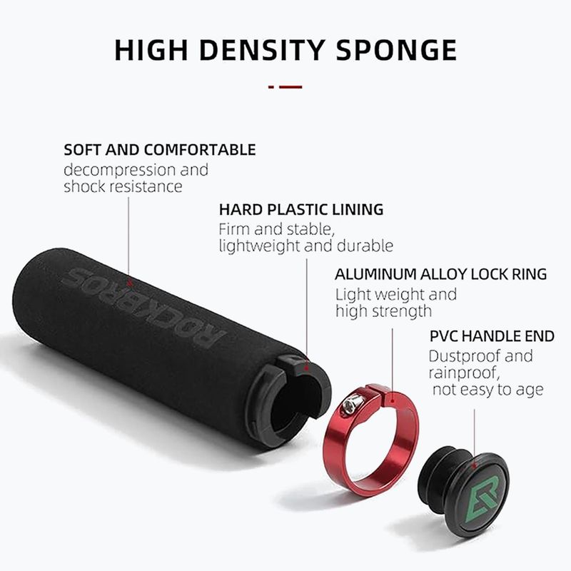 Kormány markolatok Rockbros BT1001 Handlebar Grips black/red 3