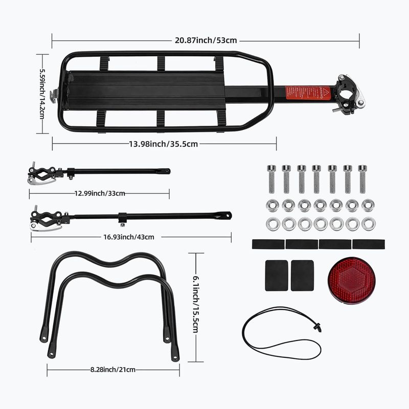 Kerékpáros csomagtartó Rockbros HJ1009 Bike Rear Rack black 5
