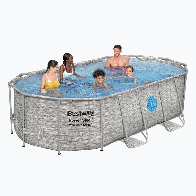 Fémvázas medence Bestway Power Steel Swim Vista Series Oval Pool Set 427x250 cm szürke 5