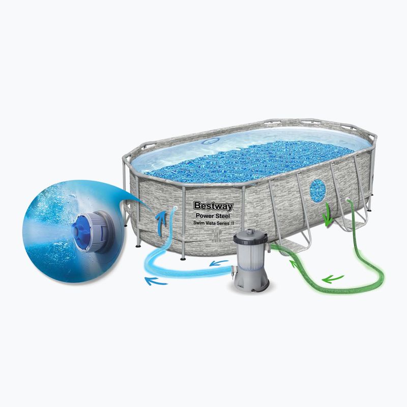 Fémvázas medence Bestway Power Steel Swim Vista Series Oval Pool Set 427x250 cm szürke 7