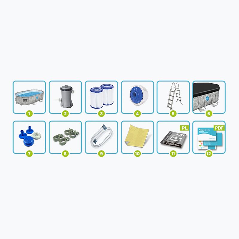 Fémvázas medence Bestway Power Steel Swim Vista Series Oval Pool Set 427x250 cm szürke 10