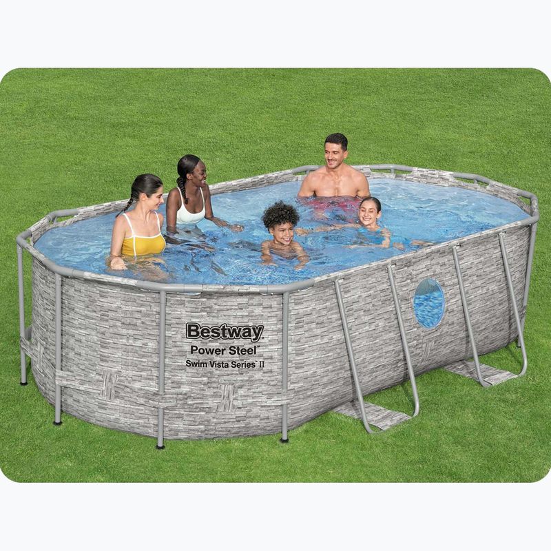 Fémvázas medence Bestway Power Steel Swim Vista Series Oval Pool Set 427 x 250 cm szürke 14