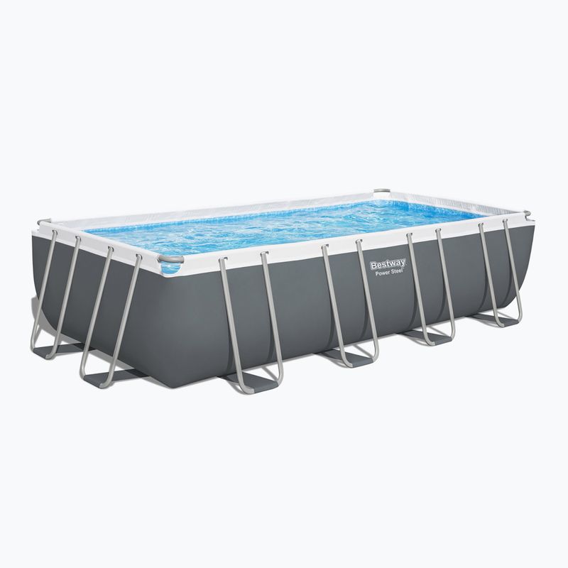 Fémvázas medence Bestway Power Steel Rectangular Pool Set 56465N 549 x 274 cm sötétszürke 2