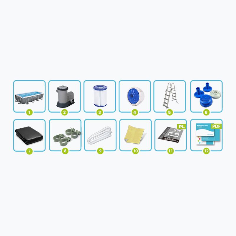 Fémvázas medence Bestway Power Steel Rectangular Pool Set 56465N 549 x 274 cm sötétszürke 9