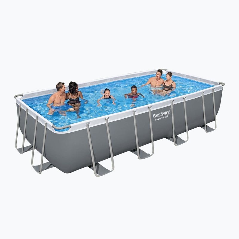 Fémvázas medence Bestway Power Steel Rectangular Pool Set 56466N 549 x 274 cm sötétszürke 2