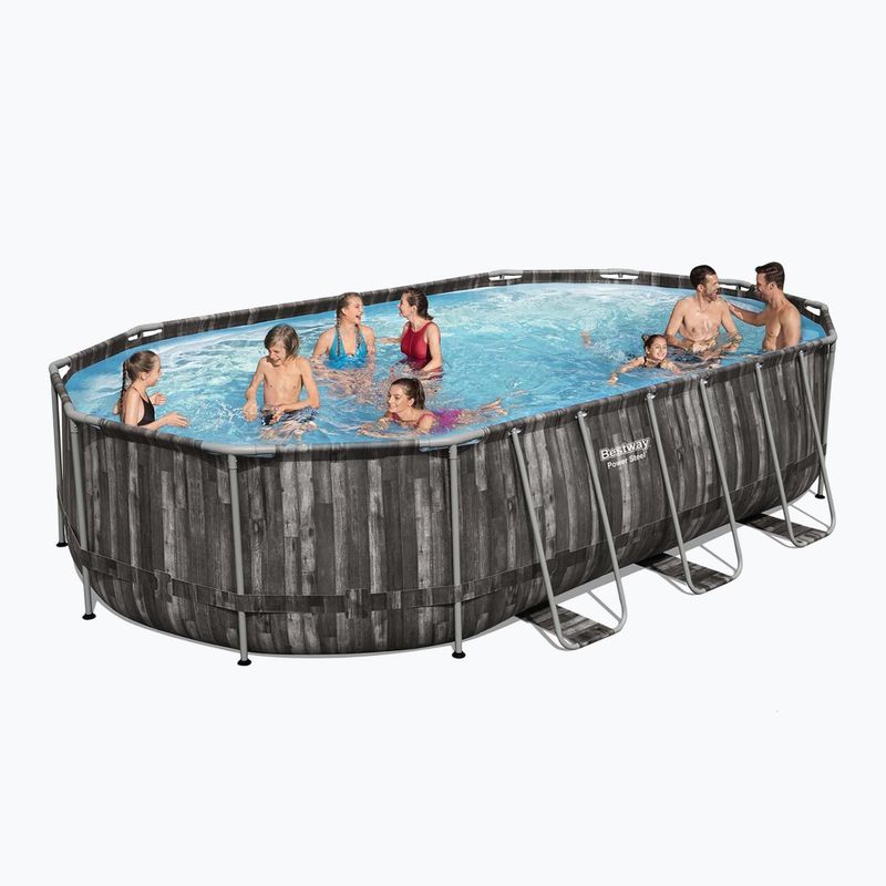 Fémvázas medence Bestway Power Steel Oval Pool Set 610 x 366 cm barna 2