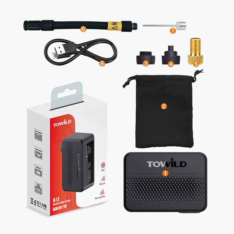 Elektromos kerékpár pumpa TOWILD A13 black 4