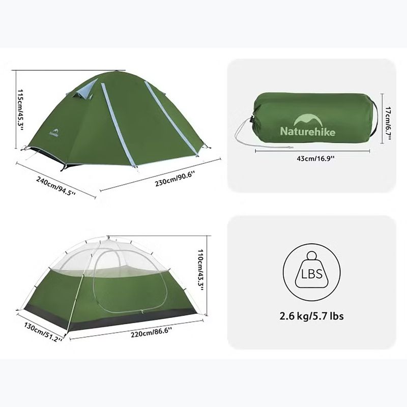 3 személyes trekking sátor Naturehike Bleik 3 Type B forest green 3