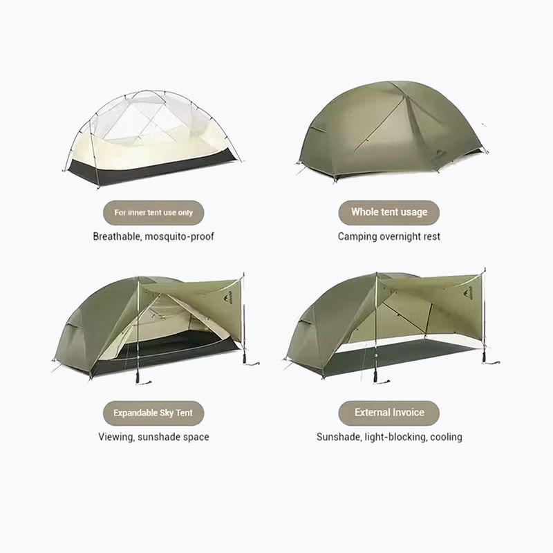 1 személyes trekking sátor Naturehike Mongar Pro 1 20D olive 3