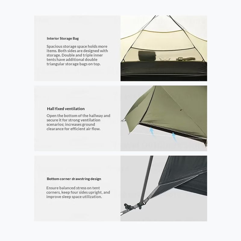 1 személyes trekking sátor Naturehike Mongar Pro 1 20D olive 5