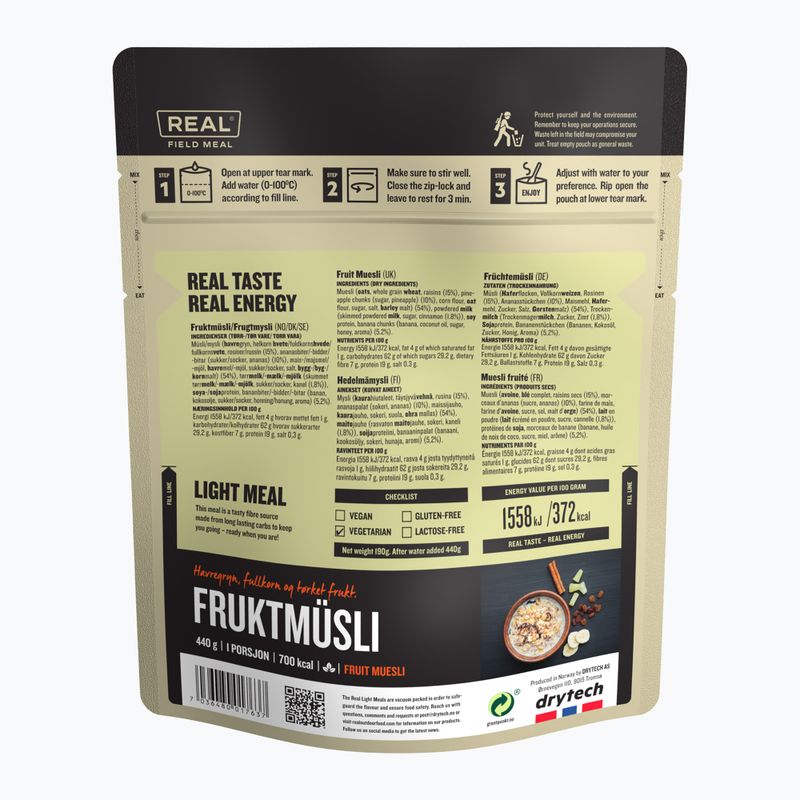 Fagyasztva szárított élelmiszer Real Turmat Muesli with Tropical Fruits 190 g 2