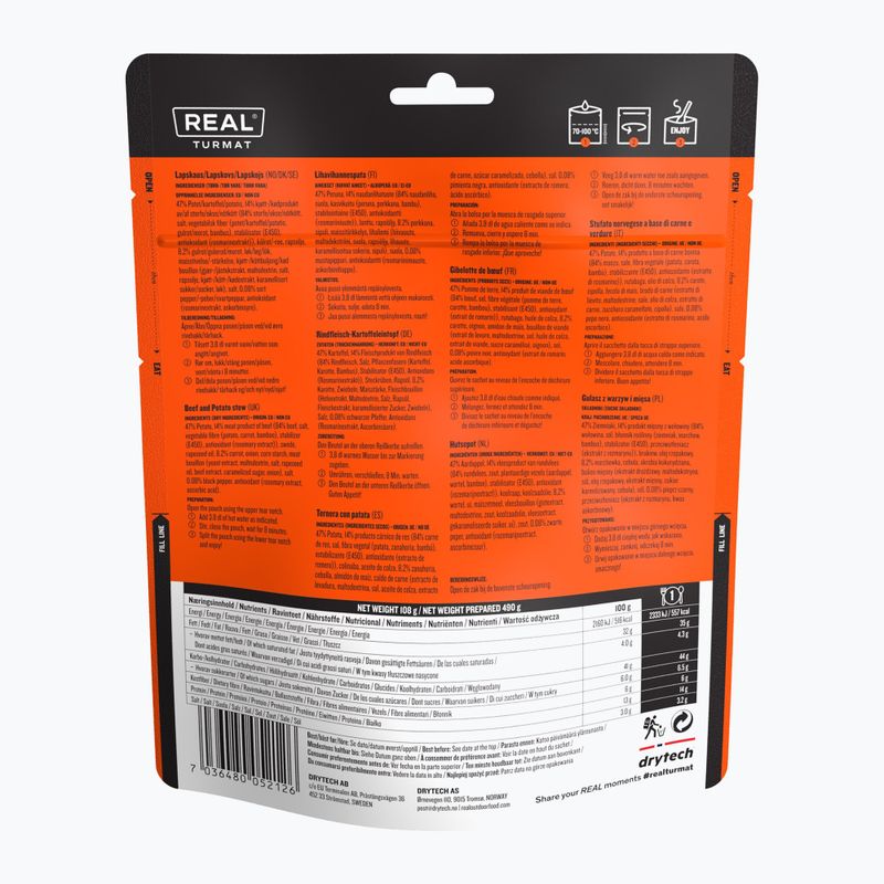 Fagyasztva szárított élelmiszer Real Turmat Beef Stew with Potatoes 108 g 2