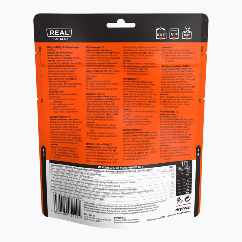 Fagyasztva szárított élelmiszer Real Turmat Vegan Chili with Beans 132 g 2