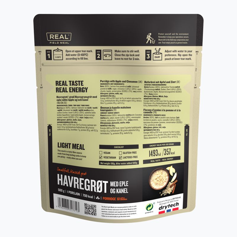 Fagyasztva szárított élelmiszer Real Turmat Oatmeal with Apple and Cinnamon 196 g 2