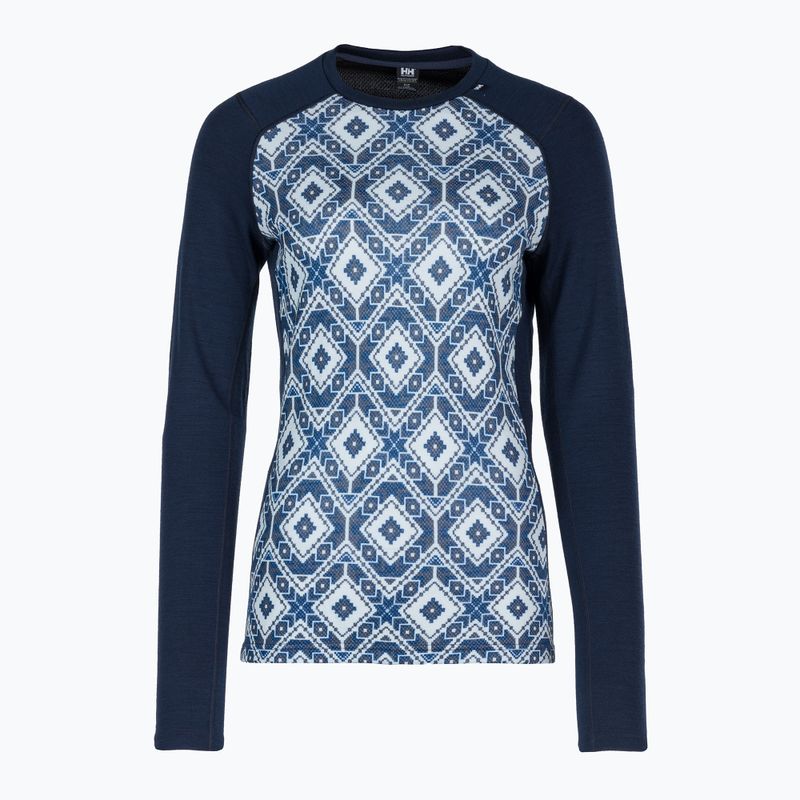 Női hőaktív pulóver Helly Hansen Lifa Merino Midweight Graphic Crew navy star pixel 5