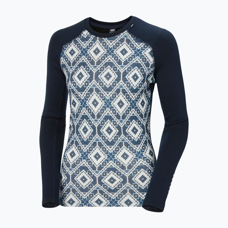 Női hőaktív pulóver Helly Hansen Lifa Merino Midweight Graphic Crew navy star pixel 9