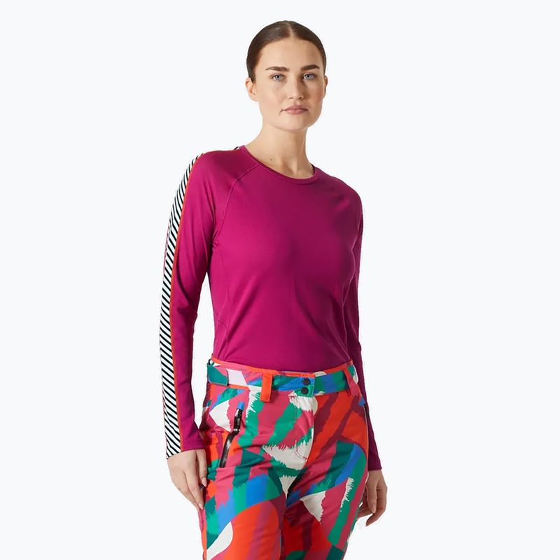 Női hőaktív pulóver Helly Hansen Lifa Active Stripe Crew magenta 2.0
