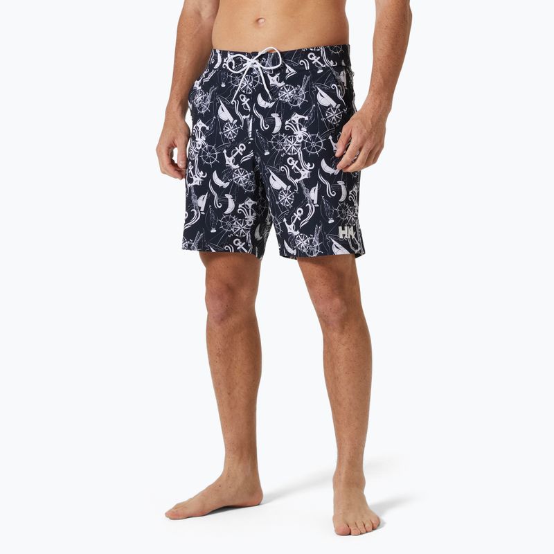 Férfi úszónadrág Helly Hansen Newport Boardshorts 8" navy nautical aop