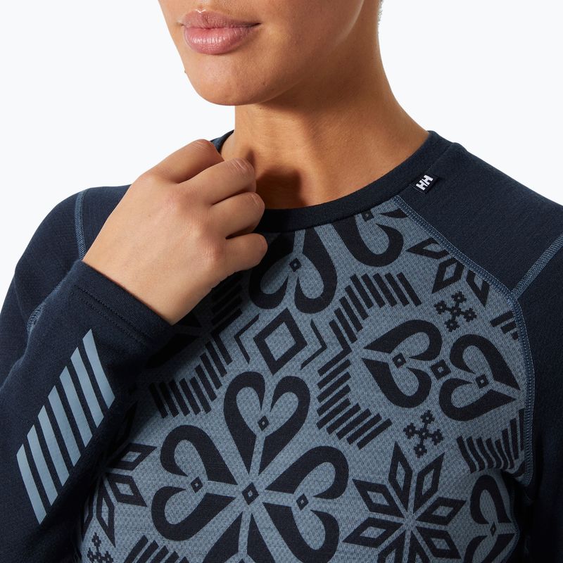 Női hőaktív pulóver Helly Hansen Lifa Merino Midweight Graphic Crew navy nordic rose aop 3