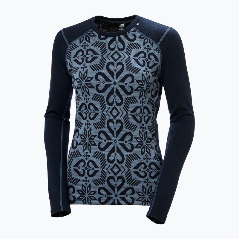 Női hőaktív pulóver Helly Hansen Lifa Merino Midweight Graphic Crew navy nordic rose aop 5