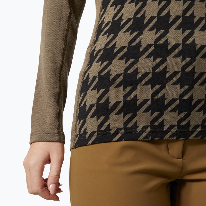 Női hőaktív pulóver Helly Hansen Lifa Merino Midweight Graphic Crew sepia houndstooth aop 4