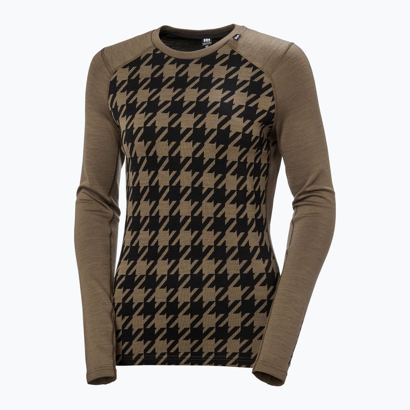 Női hőaktív pulóver Helly Hansen Lifa Merino Midweight Graphic Crew sepia houndstooth aop 5