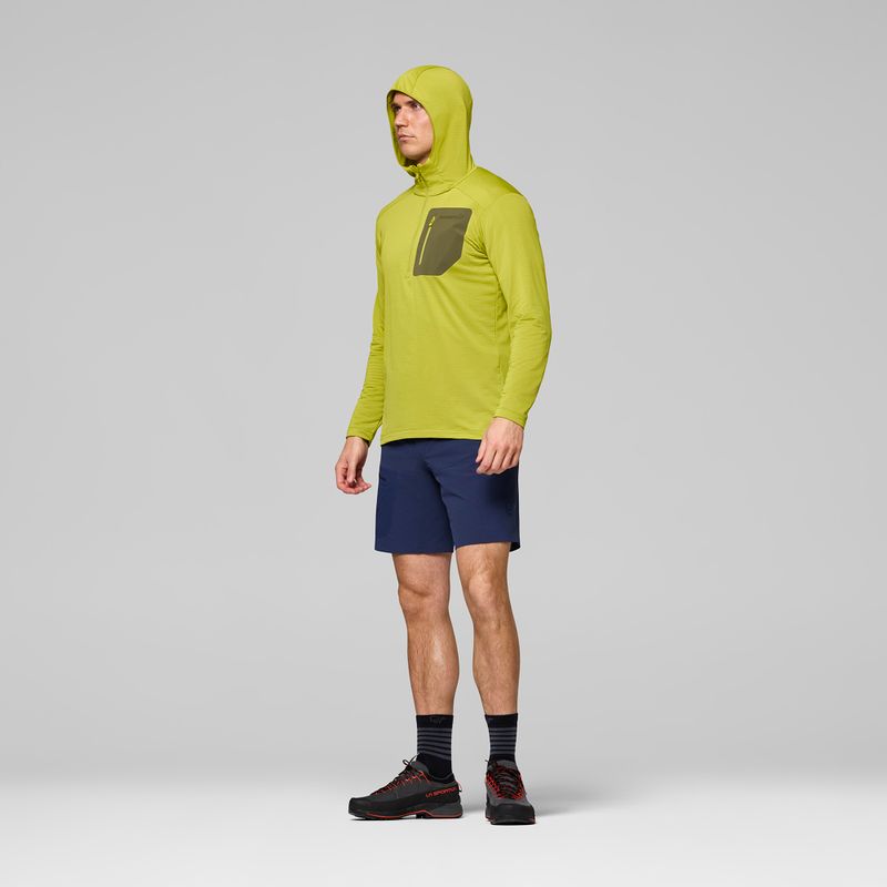Férfi trekking pulóver NORRONA Falketind Warm1 Hood golden lime/olive night 4