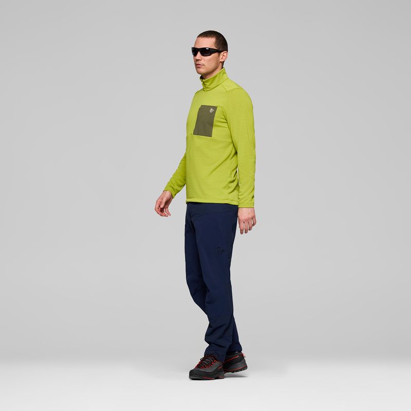 Férfi trekking pulóver NORRONA Femund Warm1 Zip Neck golden lime/olive night 4