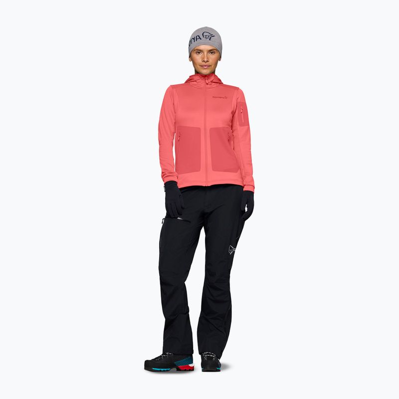 Női túra pulóver NORRONA Falketind Warm2 Stretch Hood deep sea coral/baked apple 2