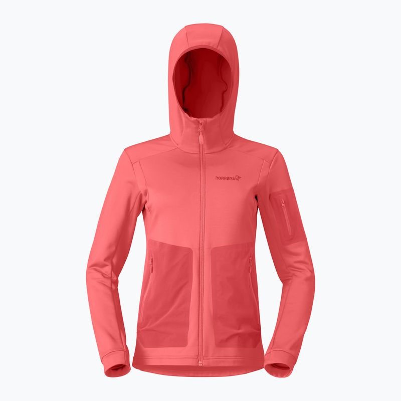 Női túra pulóver NORRONA Falketind Warm2 Stretch Hood deep sea coral/baked apple 5