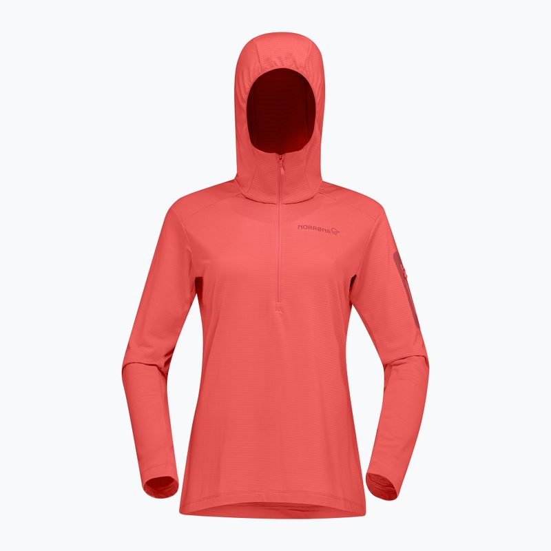 Női túra pulóver NORRONA Falketind Warm1 Hood deep sea coral/baked apple 5