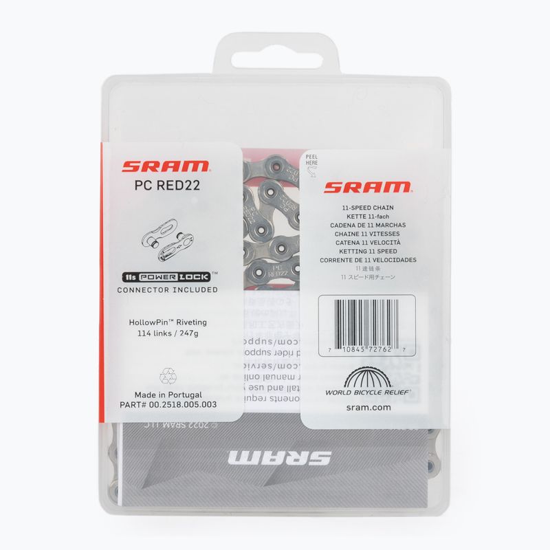 SRAM CN kerékpárlánc PCRED22 114LI W/ PWR.LCK 11S 1 szürke 00.2518.005.003 2
