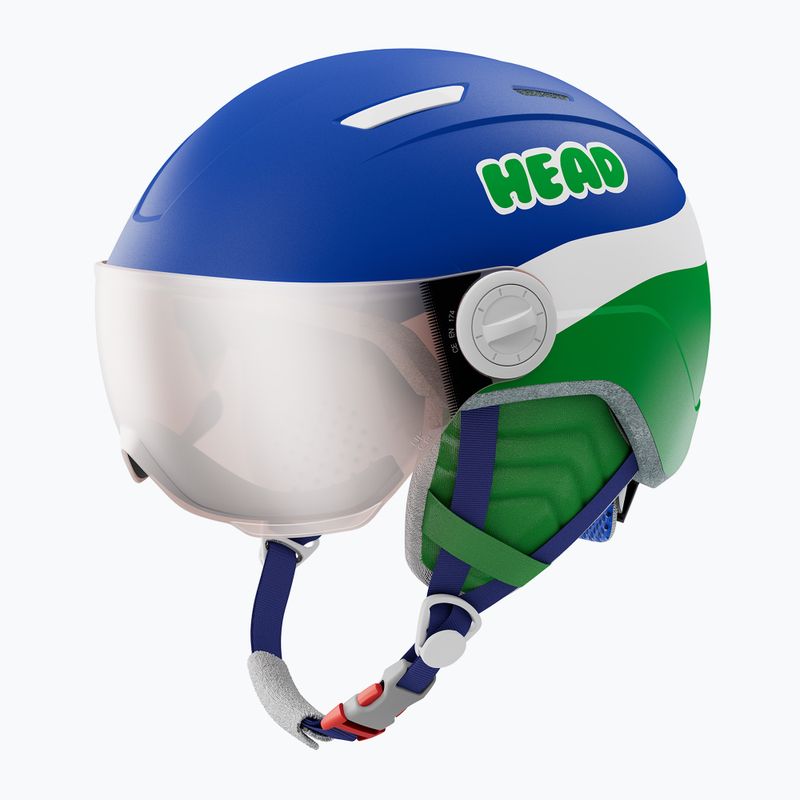 Head Mojo Visor Jr gyermek síbukósisak kék/zöld/ezüst piros