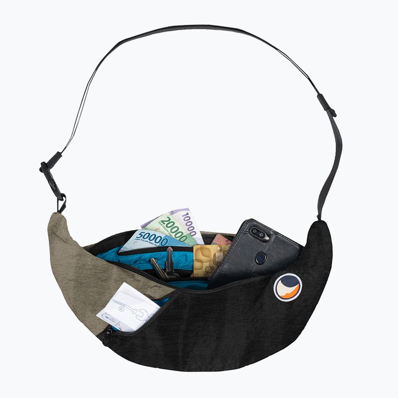 Ticket To The Moon Upcycled Sling válltáska fekete/természetes bézs színben 2