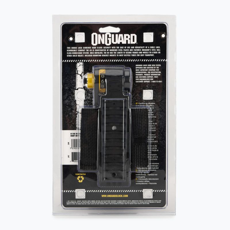 ONGUARD Link Plate Lock K9 COMBO összecsukható 8116C kombinációs kerékpárzár fekete ONG-8116C 2