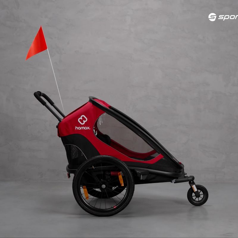 Hamax Outback Twin kétüléses kerékpár utánfutó fekete/piros 400064_HAM 10