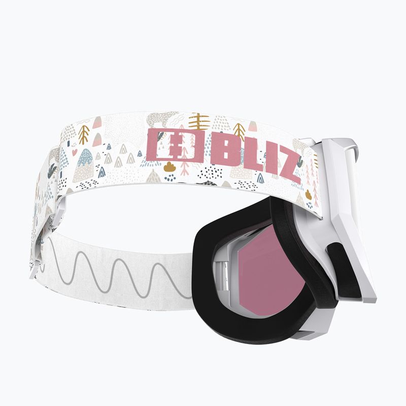 Gyerek síszemüveg Bliz Liner Jr white pink logo/pink&silver mirror 5