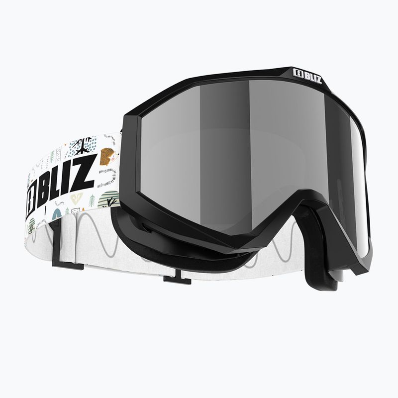 Gyerek síszemüveg Bliz Liner Jr black white logo/brown&silver mirror