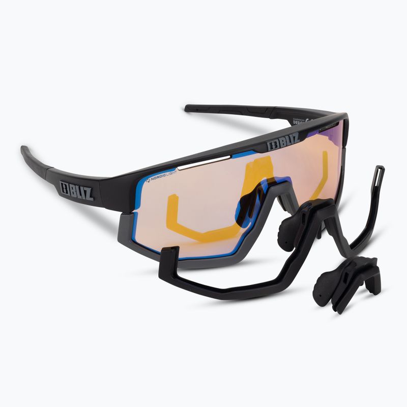 Bliz Vision Nano Optics Nordic Light S2 matt fekete/világos korall/narancs kék multi kerékpáros szemüveg