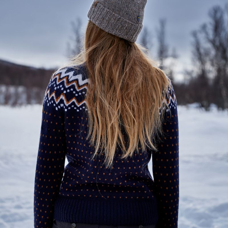 Fjällräven női pulóver Övik Knit Cardigan sötét navy 11