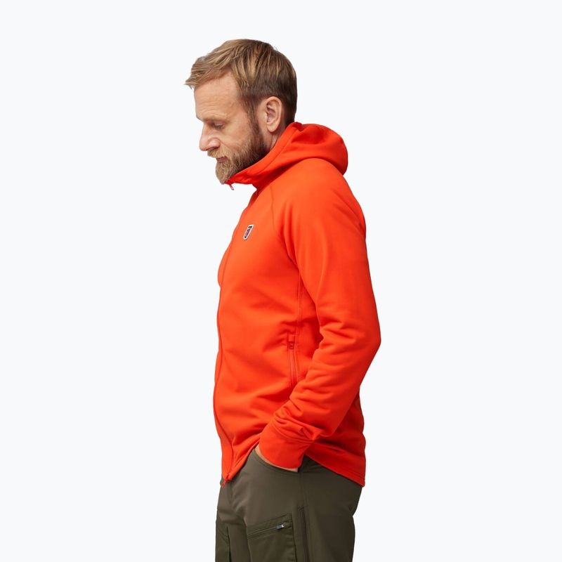 Férfi trekking dzseki Fjällräven Expedition Fleece Hoodie láng narancssárga 3