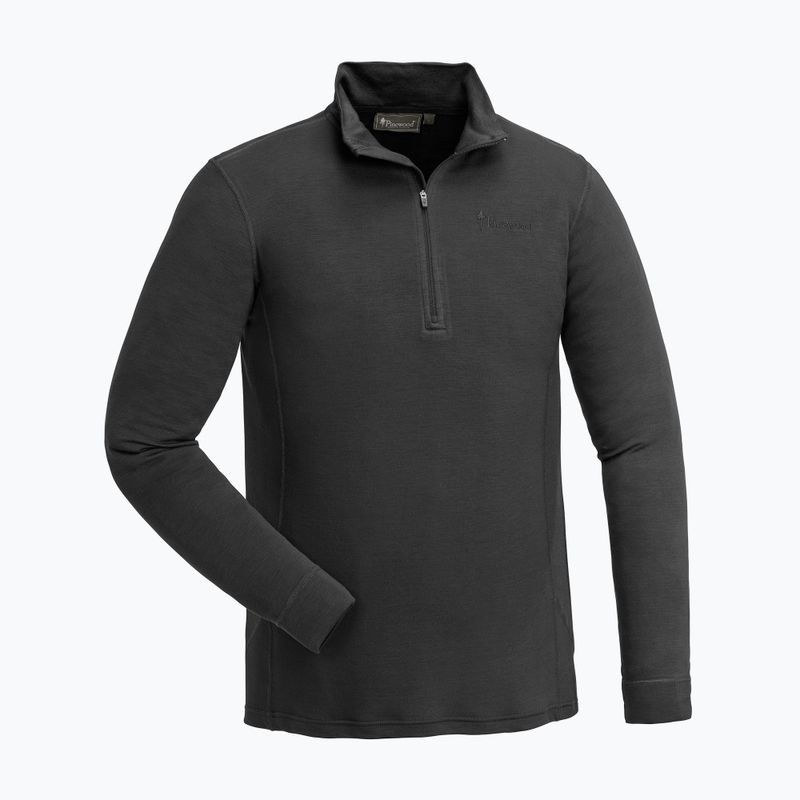 Férfi thermo pulóver Pinewood Abisko Merino Base Layer Half Zip füst fekete