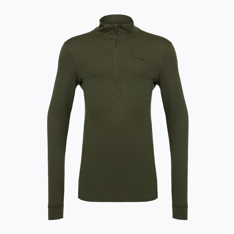 Férfi thermo pulóver Pinewood Abisko Merino Base Layer Half Zip d.mossgreen