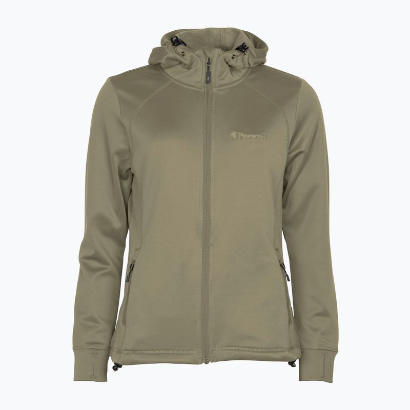 Női trekking pulóver Pinewood Finnveden Hoodie közép khaki színben 12