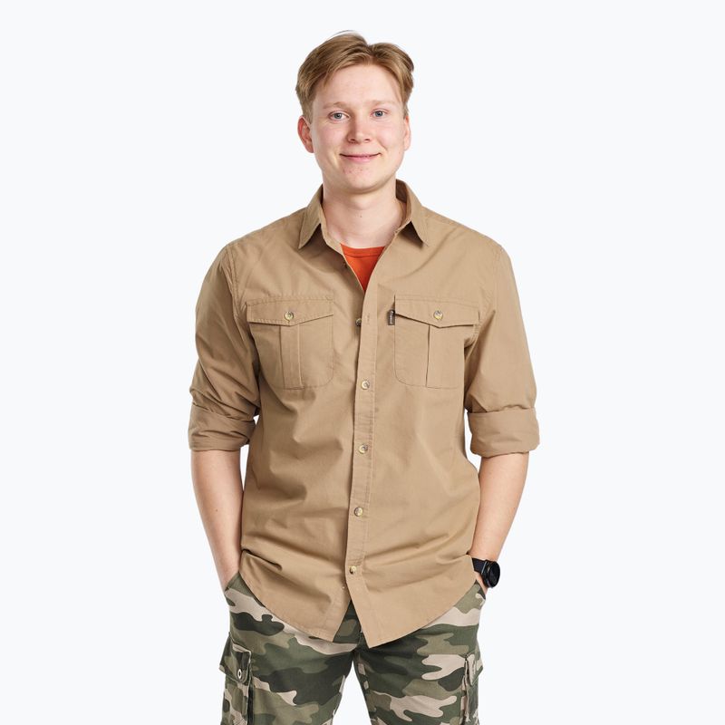 Férfi Pinewood Safari LS homokkő póló